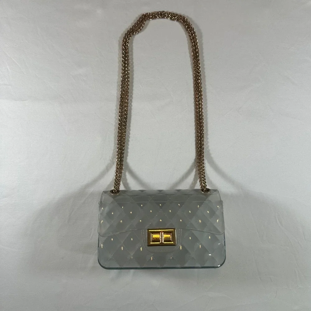 Clear Quilted Jelly Crossbody Mini Bag Shoulder Purse 6.25